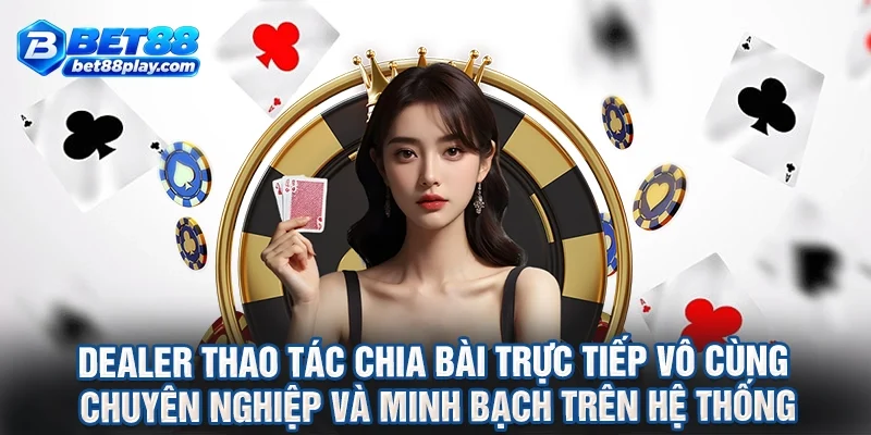 Dealer thao tác chia bài trực tiếp vô cùng chuyên nghiệp và minh bạch trên hệ thống