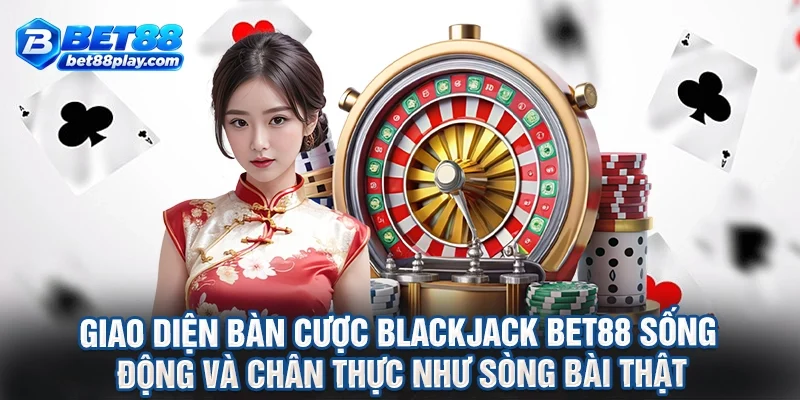 Giao diện bàn cược blackjack BET88 sống động và chân thực như sòng bài thật